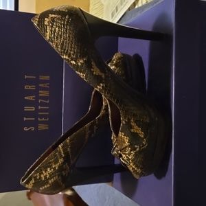 Stuart Weutzman Brown Snake Heels